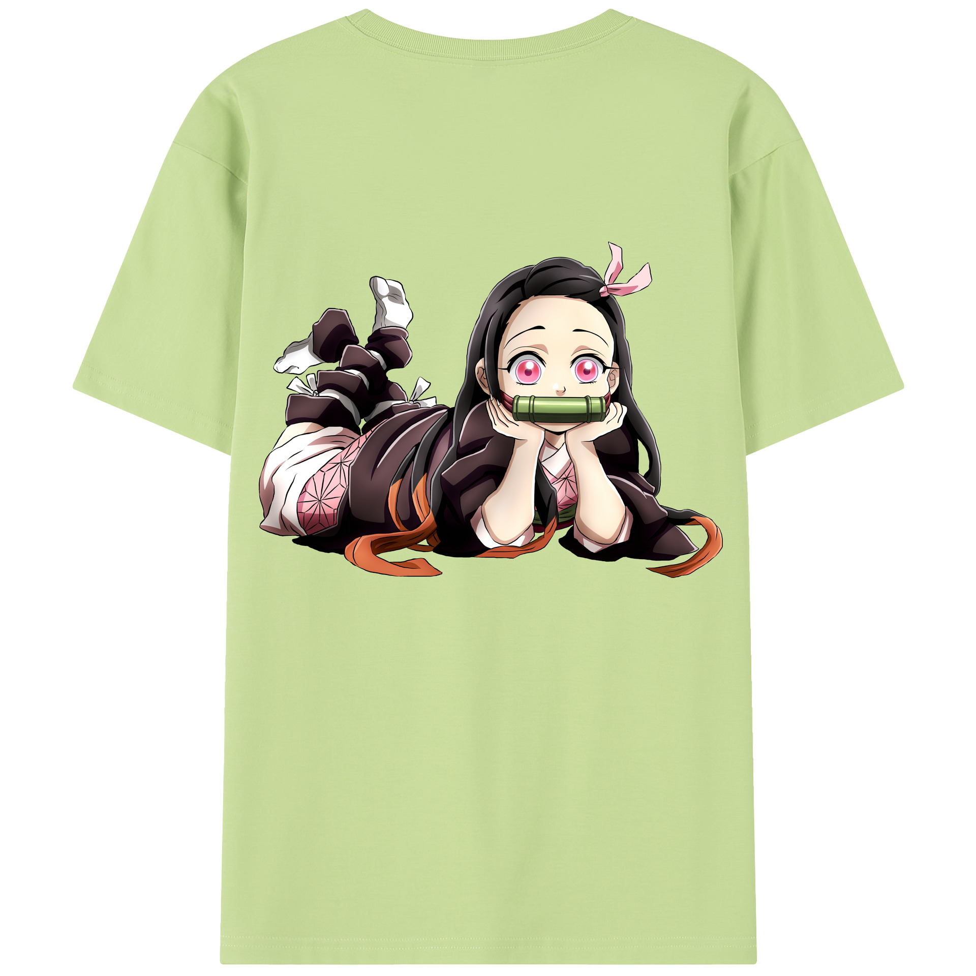 （画像用） 鬼滅の刃（きめつのやいば）竈門 禰󠄀豆子／かまど ねずこ Kamado Nezuko 綿100％半袖Tシャツ（背面プリント）